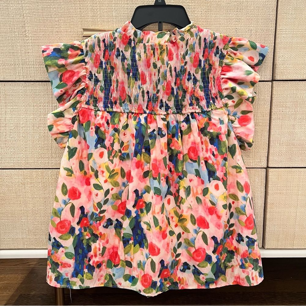 TCEC Multicolor Floral Blouse with Ruffle Sleeves Large - Picture 7 of 10
